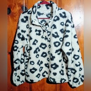 LOFT Black and White Leopard Print Hoodie
